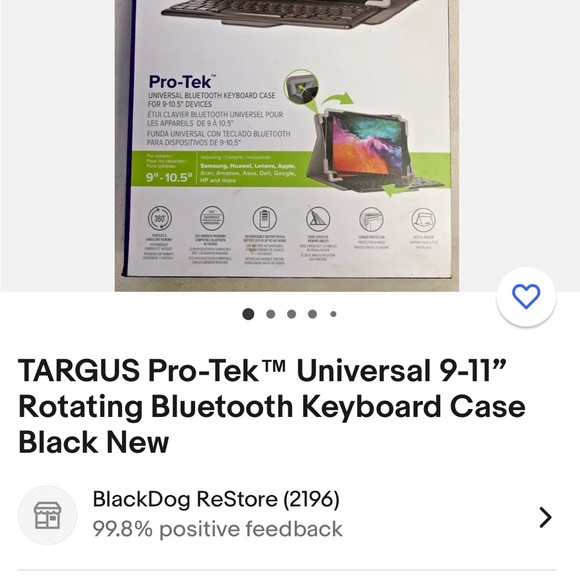 Targus Pro-Tek® Universal 9-11” Rotating Bluetooth Keyboard Case (Black) - Picture 7 of 7